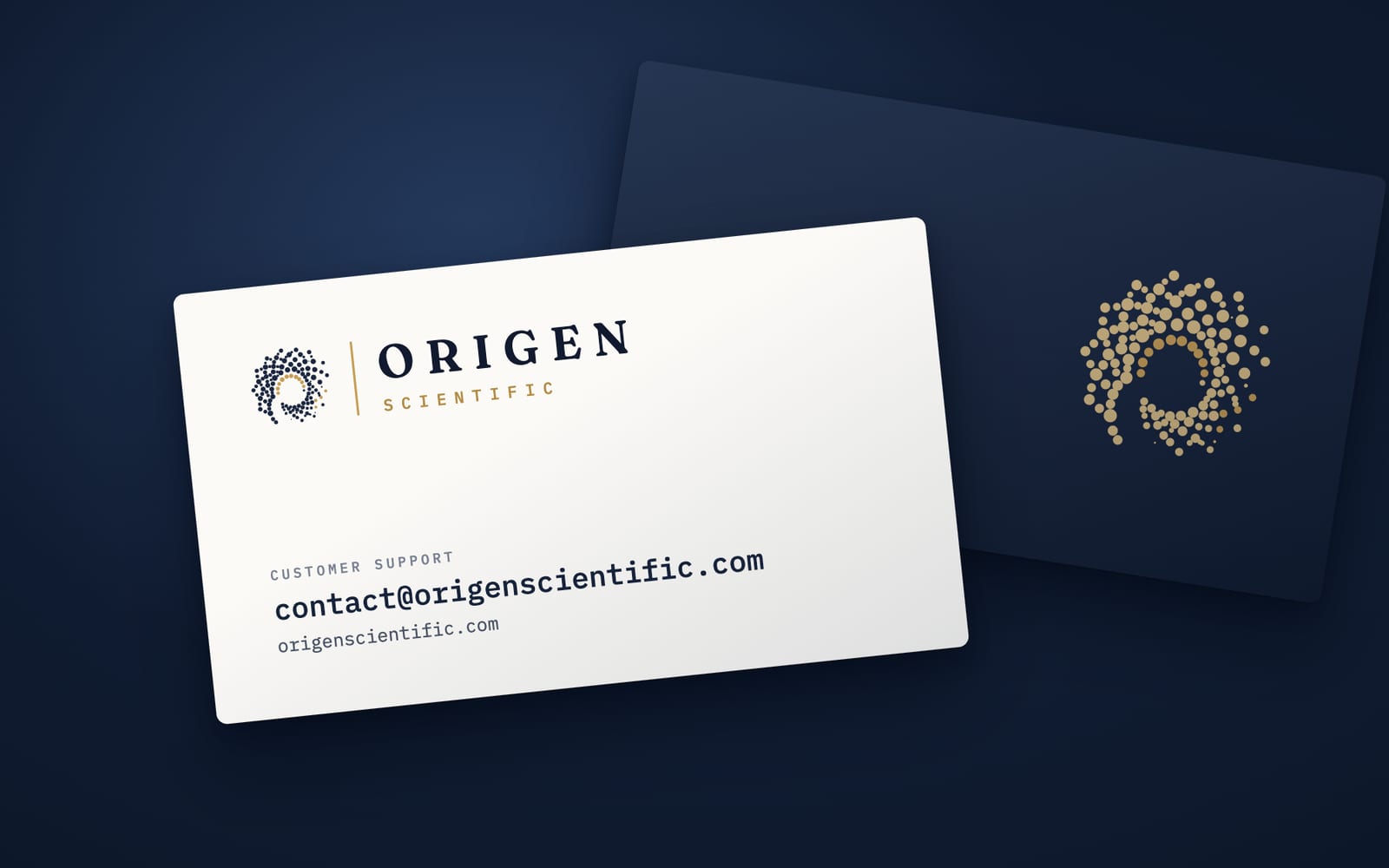 Origen Scientific card with contact@origenscientific.com